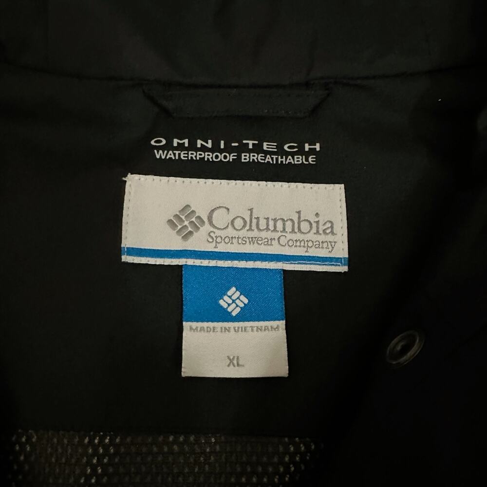 COLUMBIA Rain Jacket Black Omni-Tech Breathable Waterproof Hooded - Picture 7 of 11
